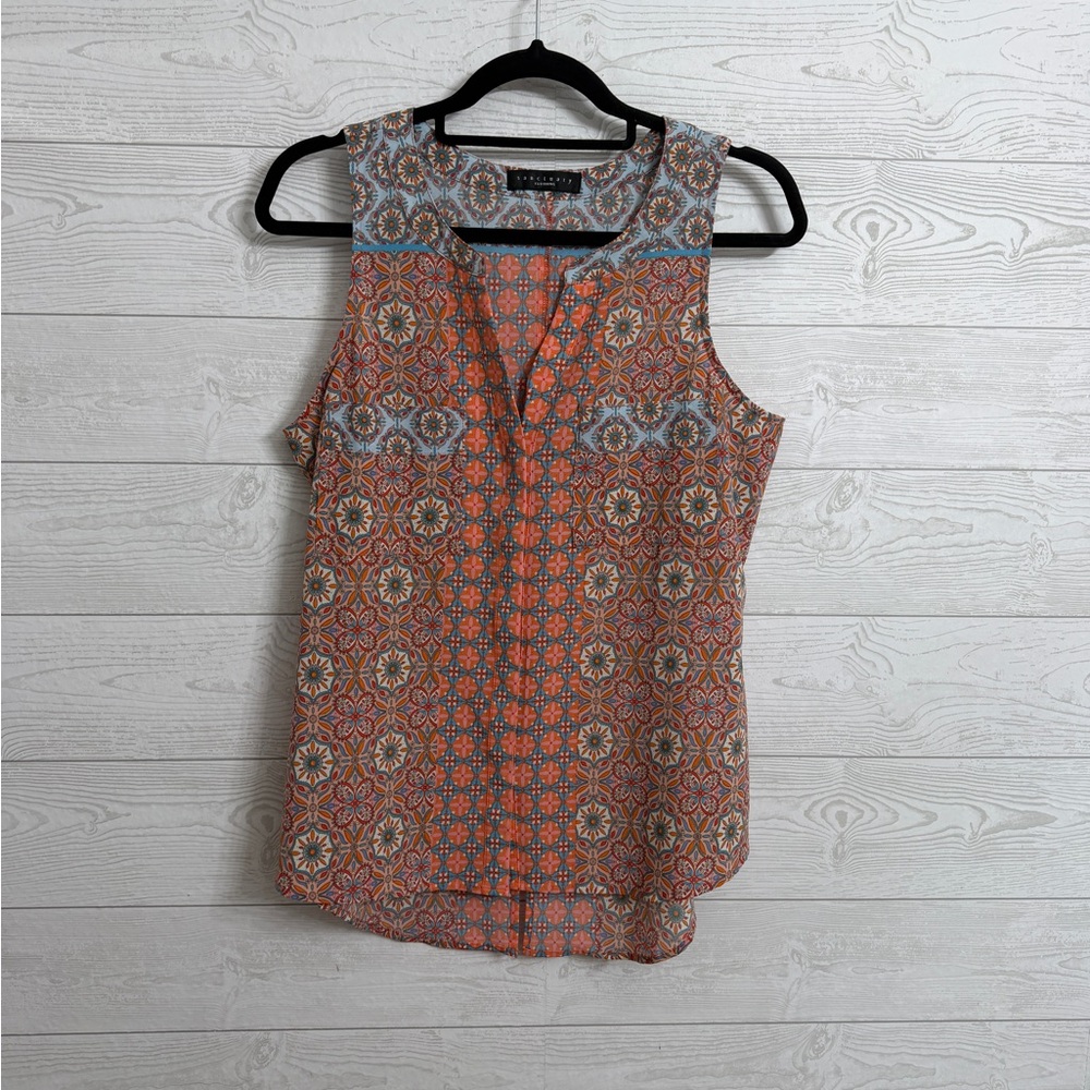 Sanctuary Women’s Orange Geometrical Sleeveless Blouse. Size M